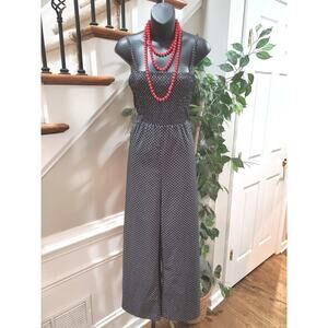 Lumiere Women Black Polka Dot Polyester Off The Shoulder 1 Piece Jumpsuit Size L